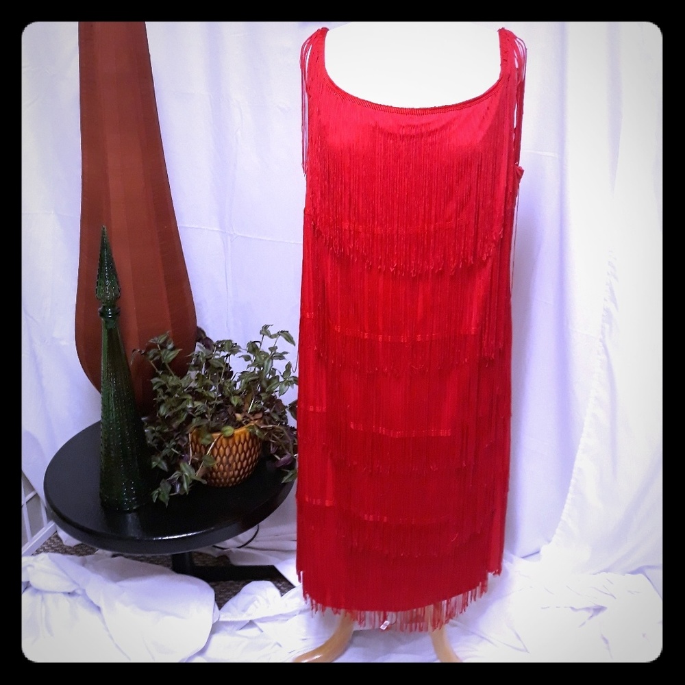 Red fringe Plus Size Dress. Sz 20